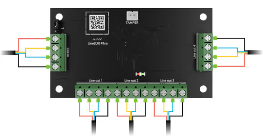 AJAX#57204 Ajax Superior LineSplit Fibra 4-Way Fibra Line Splitter Module, Wired Security System Expansion Module