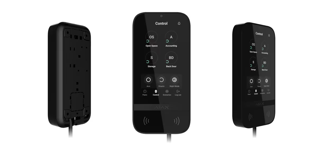 AJAX#81718 Ajax Superior KeyPad TouchScreen Fibra Wired Touchscreen Keypad with Contactless Access – White / Black