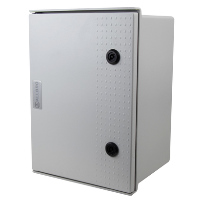 Allbro ALL-004/E IP66 SMC Hinged Enclosure – 400x300x200mm, IK10, Flame Retardant, Grey, 2x T-Locks, Internal Mounting Plate