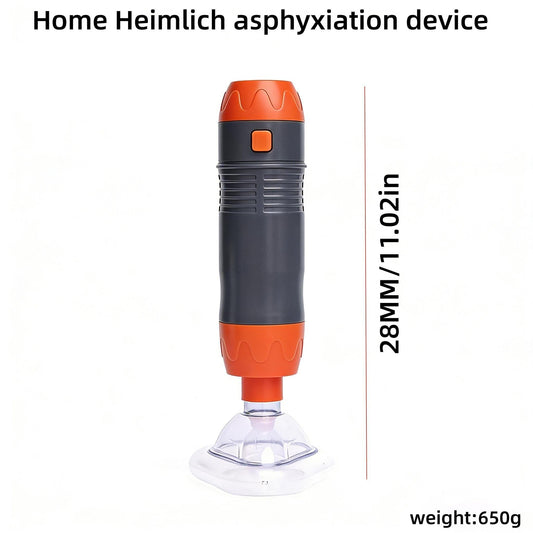 Home Heimlich suction device with orange and dark body and clear base