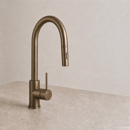 Reno Pull-Out Kitchen Mixer - Antique Brass