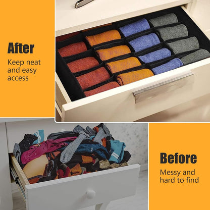Underwear Storage Boxes - 2 Pieces - 24 Compartments - Drawer Organizer - Bra Organizer - Sock Organizer - Collapsible Storage Box - Underwear Divider - For Wardrobe - Foldable - For Underwear, Bras, Socks, Lingerie, Scarves - In Closet or Drawer
