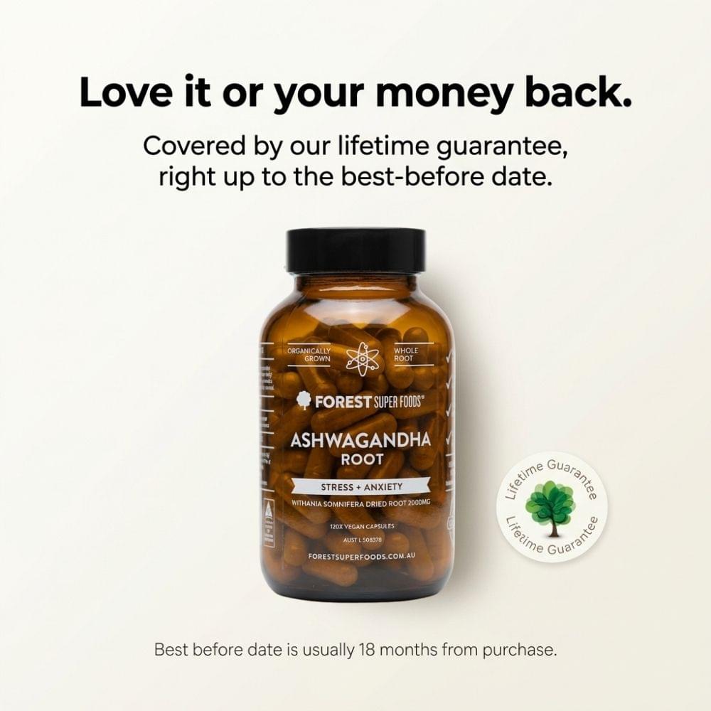 Ashwagandha root supplement bottle with black cap