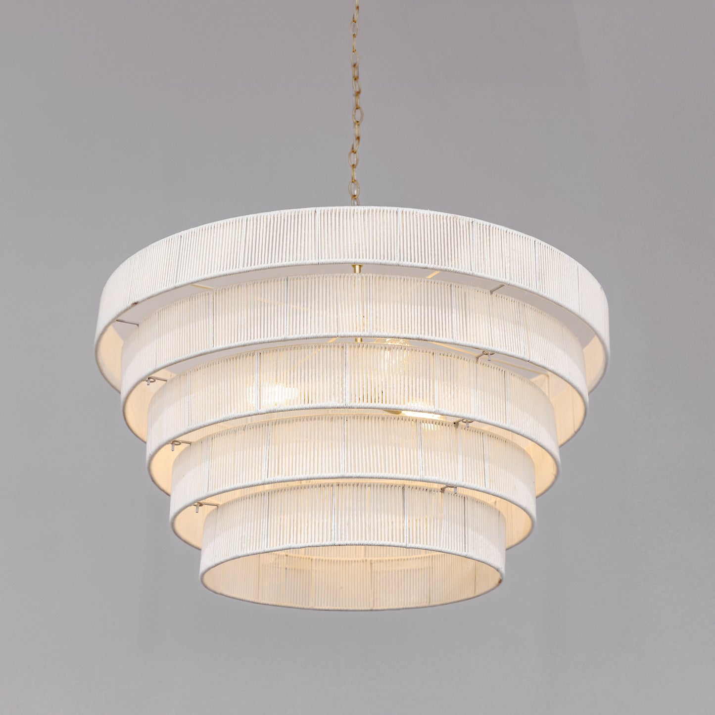 Avalon Five Tiered Rope Chandelier - White/Gold