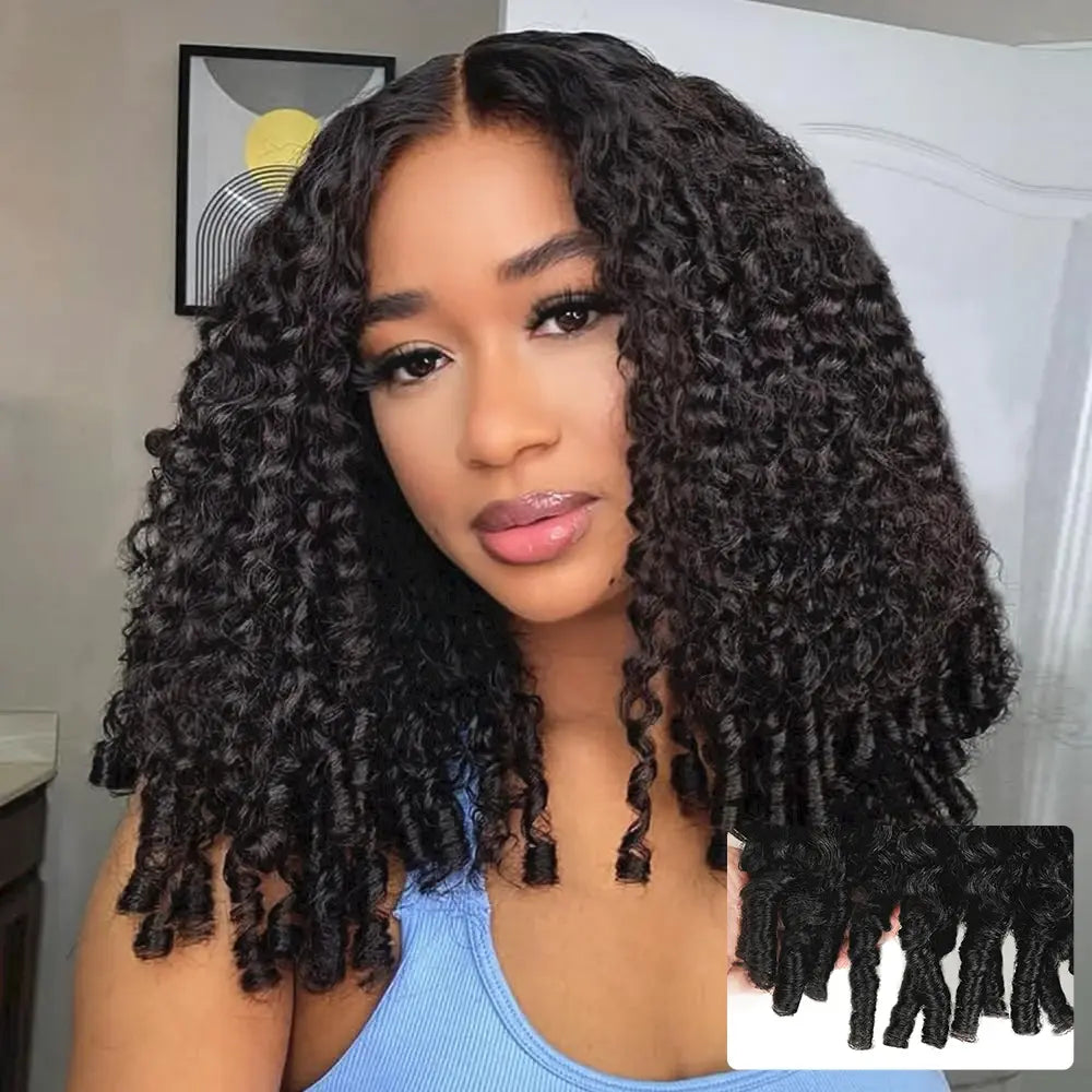 Deep wave curly human hair wig with dark tight ringlets and full face-framing volume