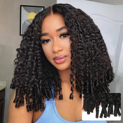 Deep wave curly human hair wig with dark tight ringlets and full face-framing volume