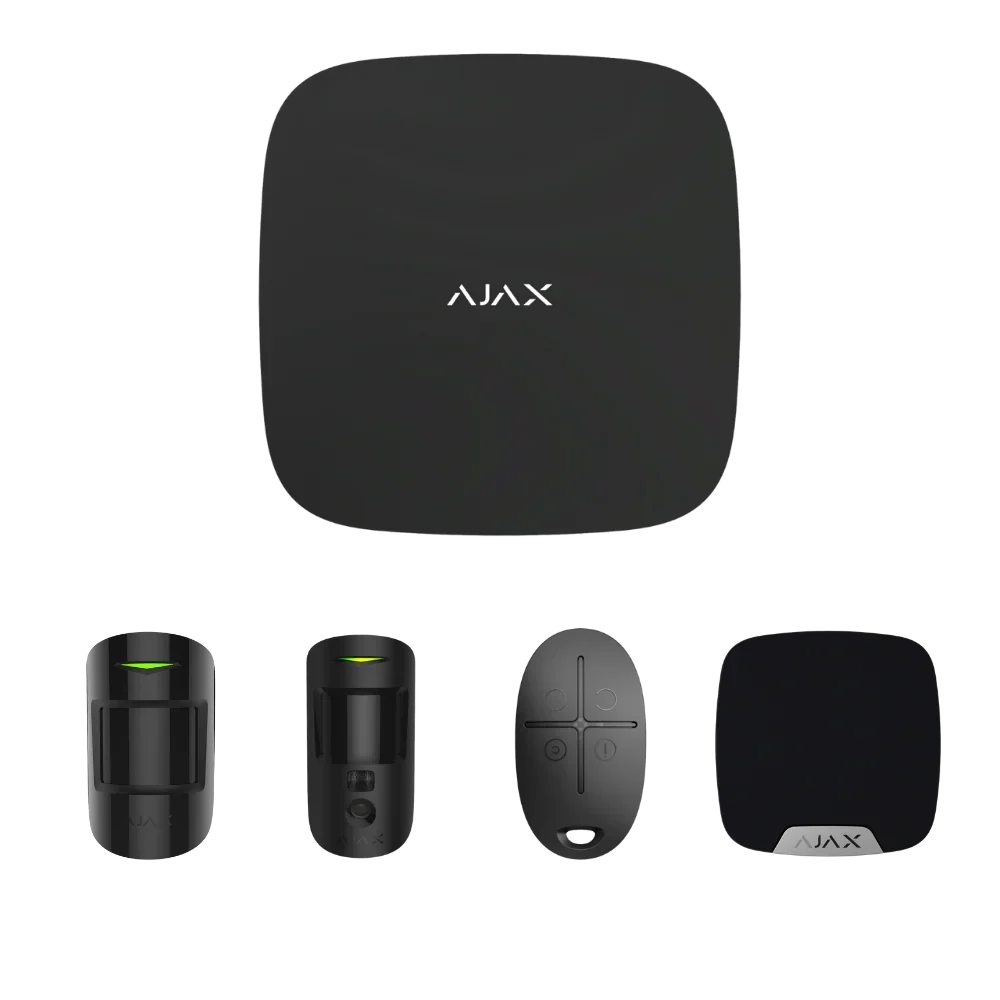 Ajax AJAX#80003 StarterKitPlus Cam – Wireless Security Alarm Kit with Hub 2 Plus, MotionCam, MotionProtect, SpaceControl and HomeSiren (Black/ White)