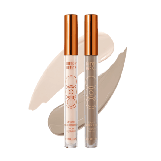 Highlight and contour stick duo, clear tubes with orange caps