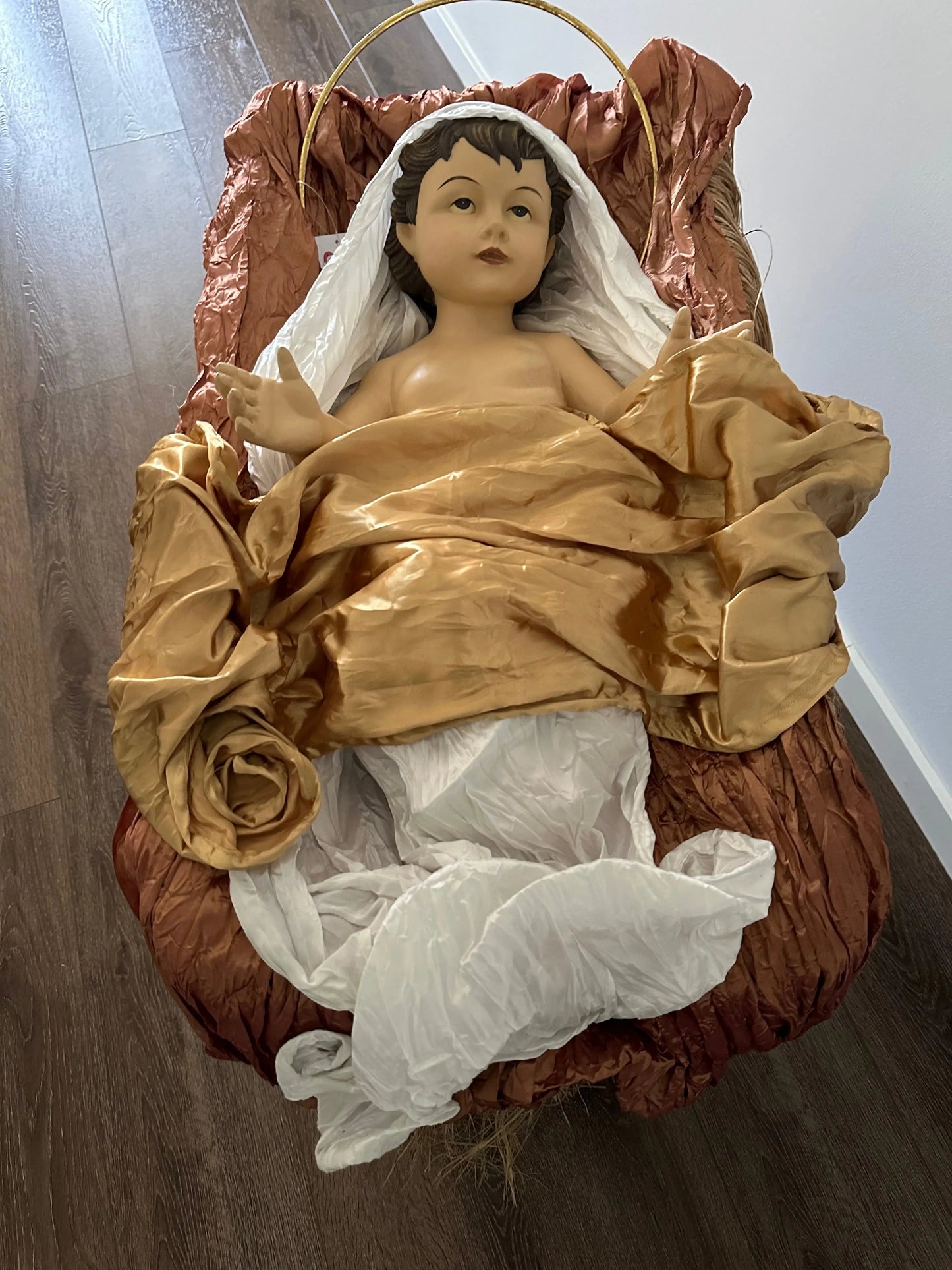 100cm Large Christmas Nativity Manger Set – Baby Jesus in Crib, Religious Christmas Decoration, Holy Family Display, Holiday Home & Church Décor