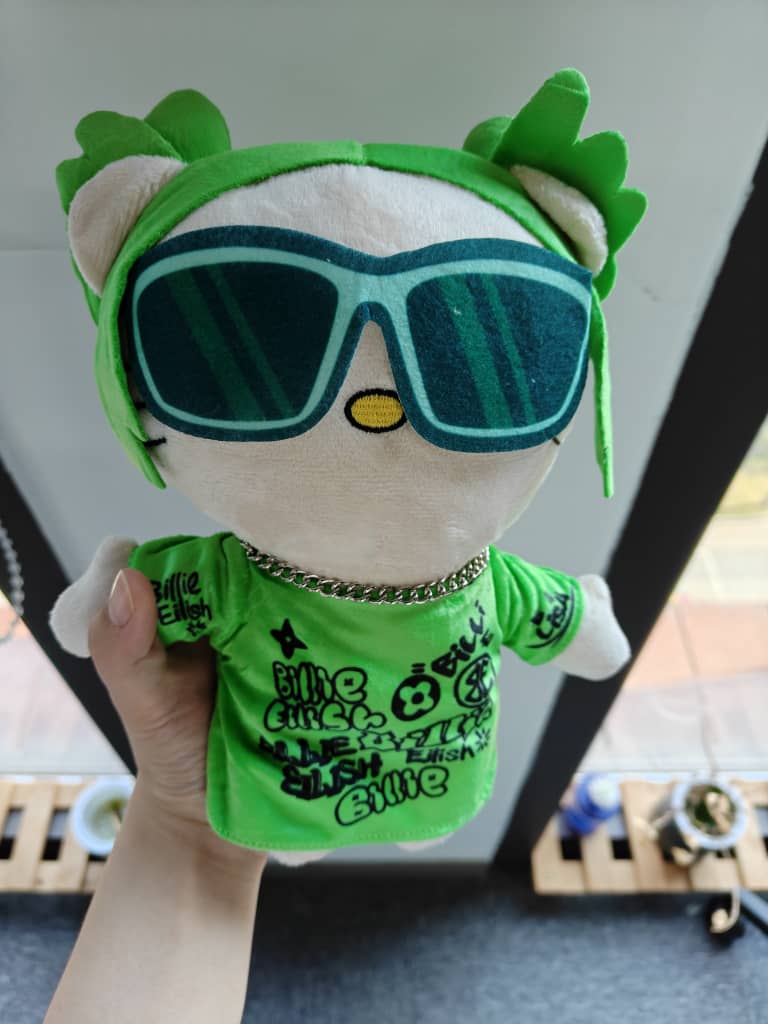 Lil Bil Neon Green Graffiti Cat Plush 26cm - Street Art Feline Collectible Toy