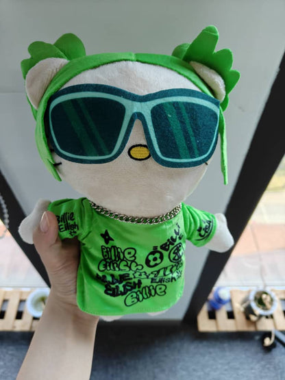 Lil Bil Neon Green Graffiti Cat Plush 26cm - Street Art Feline Collectible Toy
