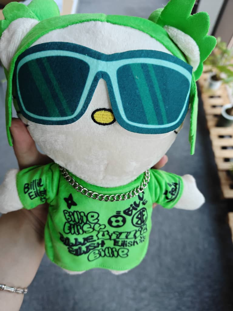 Lil Bil Neon Green Graffiti Cat Plush 26cm - Street Art Feline Collectible Toy