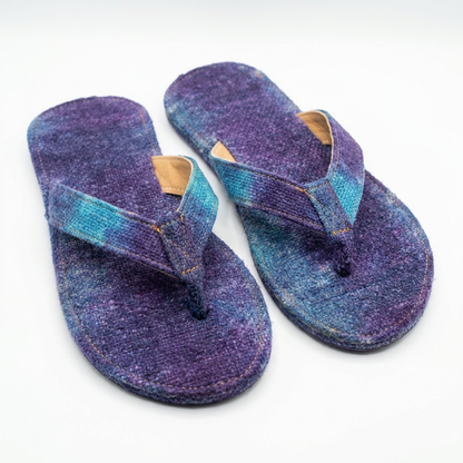 Blue Dye Hemp Flip Flops – Blue & Tie Dye Vegan Summer Sandals