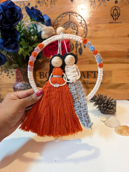 Macrame Doll Wall Hanging — Couple and Friendship Gift