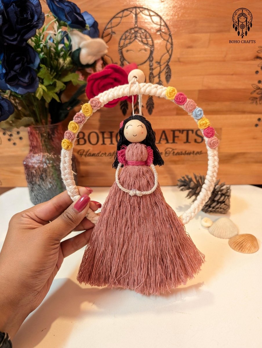 Boho Doll Dreamcatcher with Flower Beads