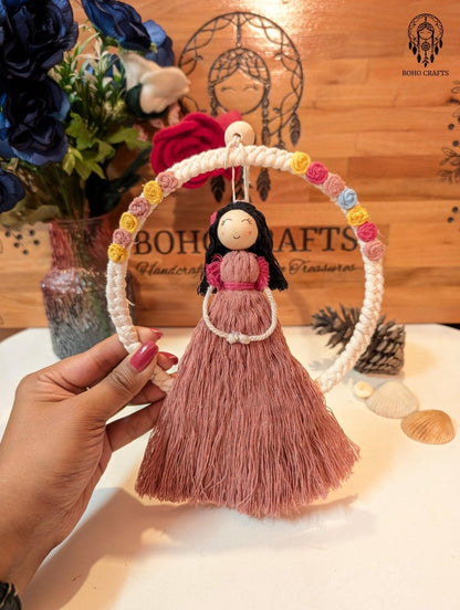 Boho Doll Dreamcatcher with Flower Beads