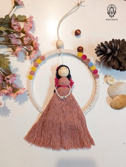 Boho Doll Dreamcatcher with Flower Beads