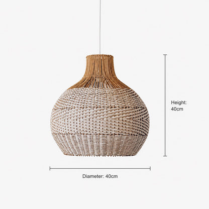 Natural rattan pendant light, teardrop shade; 40cm height and 40cm diameter