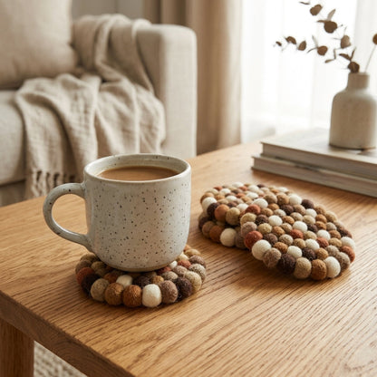Earth Tone / Brown Wool Felt Coasters – Set of 4