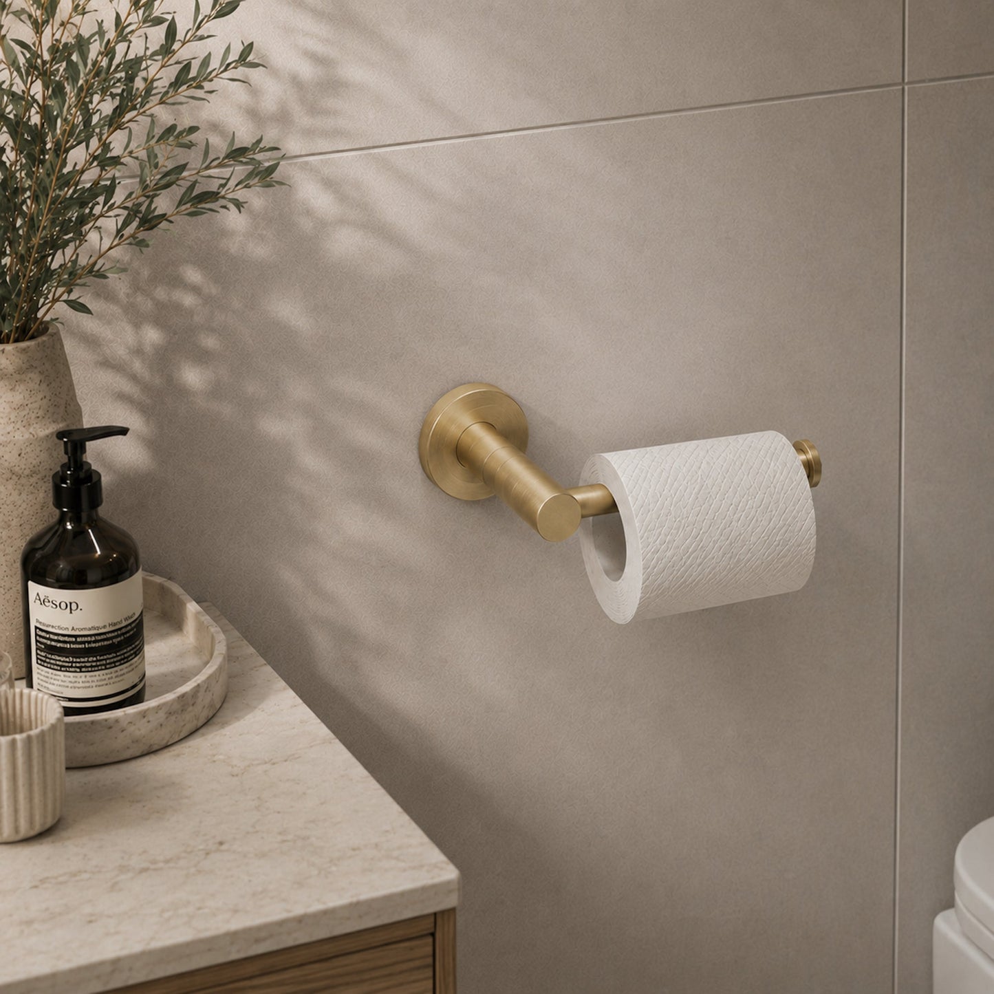 Reno Toilet Roll Holder - Brushed Brass