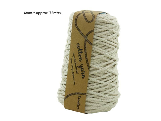 Natural macrame cotton yarn bundle, thick 4mm skein with kraft label