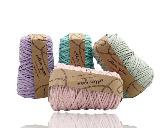Pastel macrame cotton yarn skeins, bulk assortment of 12, 4 mm