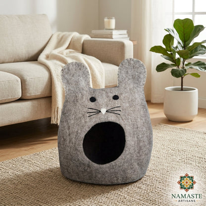 Mouse Shaped Wool Cat Cave Bed