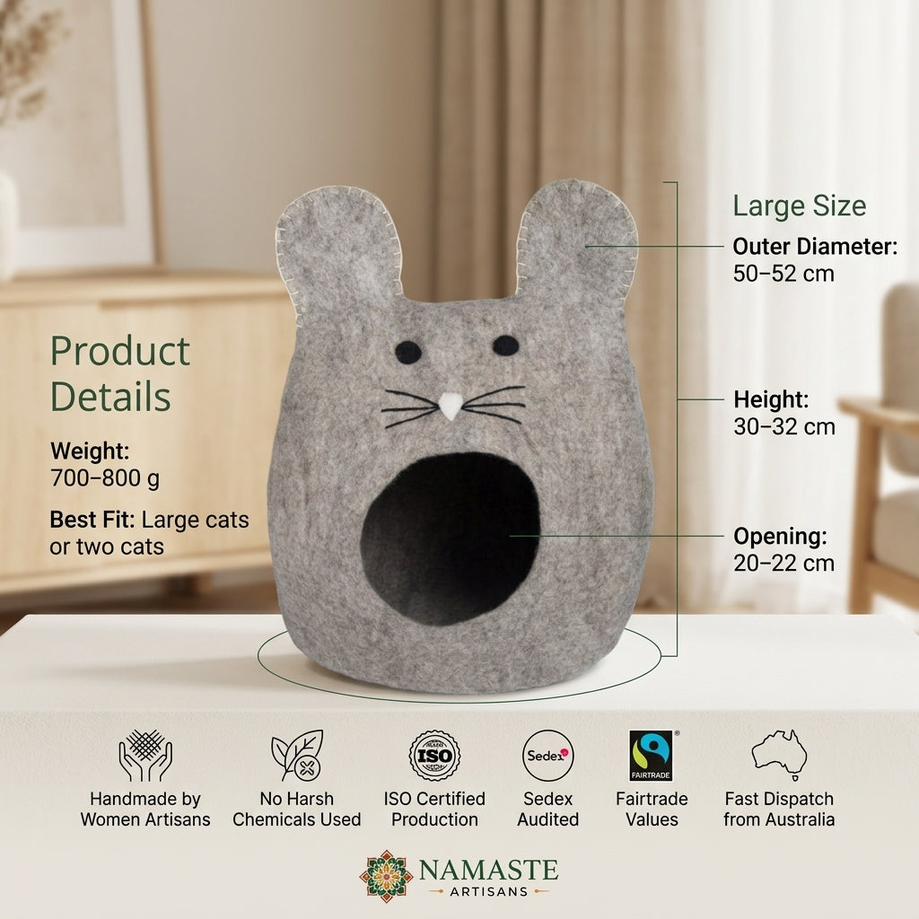 Mouse Shaped Wool Cat Cave Bed