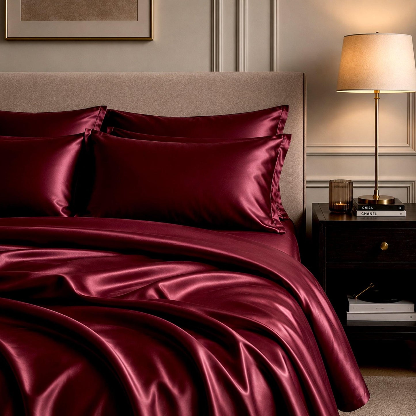 Satin Sheet Set - Wine Red