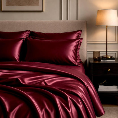 Satin Sheet Set - Wine Red