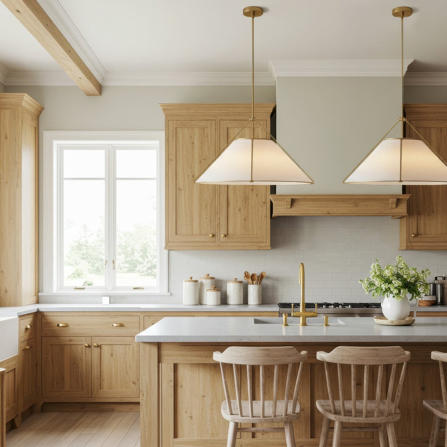 Celeste Brass Pendant Light - White