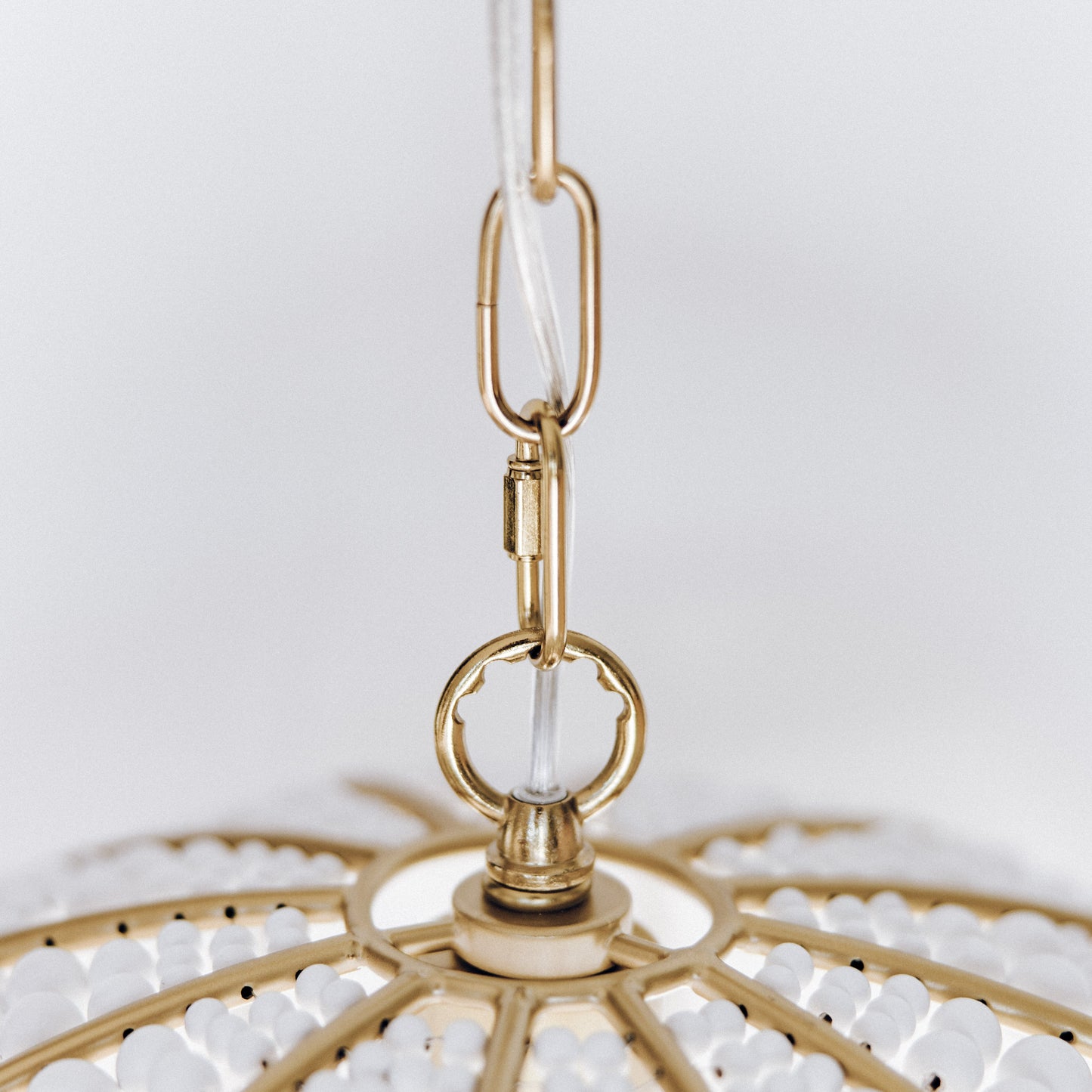 Estelle Beaded Dome Pendant Light - Gold/White