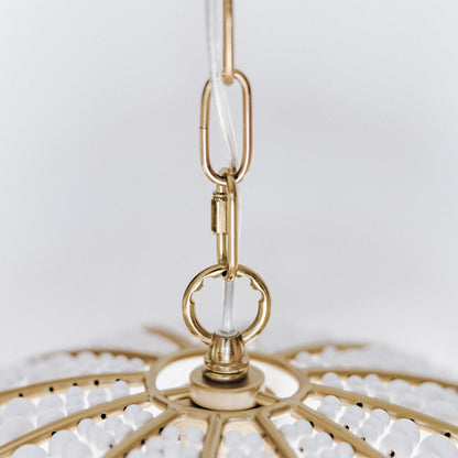 Estelle Beaded Dome Pendant Light - Gold/White