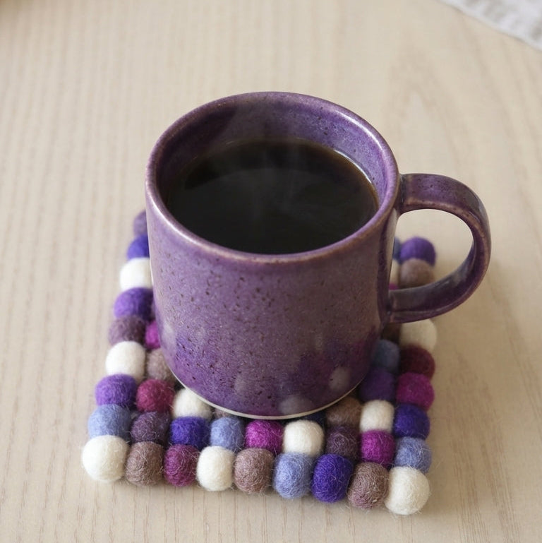 Plum Violet / Purple Wool Felt Coasters – Set of 4