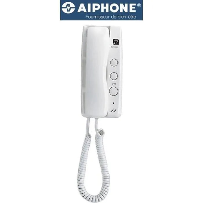 Aiphone GT-1D GT Series 2-Wire Intercom Handset – White | Apartment Audio Station with Mechanical Buttons | Powered by GT-BC Bus Controller