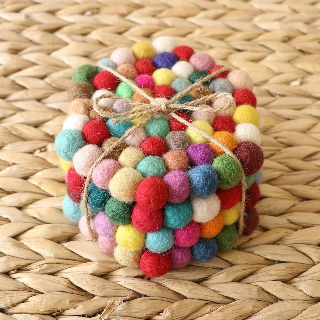 Confetti Mix / Multi Wool Felt Coasters – Set of 4