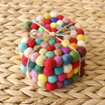 Confetti Mix / Multi Wool Felt Coasters – Set of 4