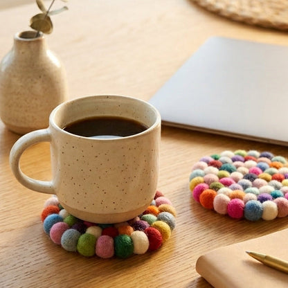 Confetti Mix / Multi Wool Felt Coasters – Set of 4