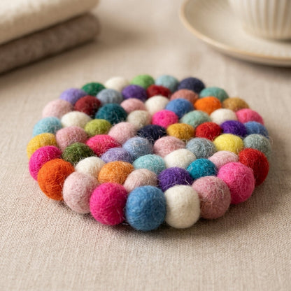 Confetti Mix / Multi Wool Felt Coasters – Set of 4