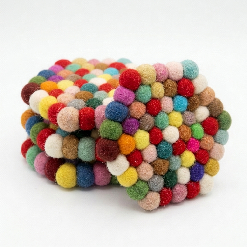Confetti Mix / Multi Wool Felt Coasters – Set of 4