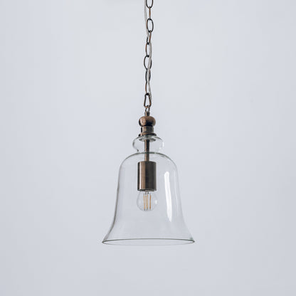Gracie Glass Bell Shape Pendant Light - Brushed Antique Copper