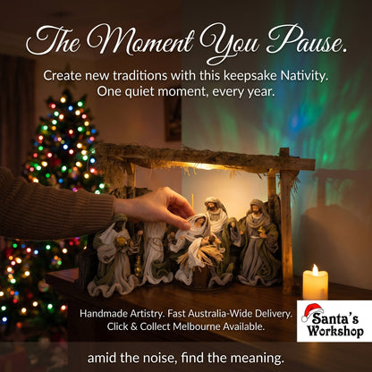 🎄 PRE-ORDER | 9.5" Handmade Religious Nativity Set with 15.5" Stable – Premium Christmas Holy Family Scene | Artisan Christmas Home & Church Décor