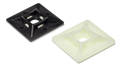 CTB40 Self-Adhesive Cable Tie Base – 28mm x 28mm x 3.5mm, White Polymer, Packet of 25 | Large Surface Cable Mounts for 5.0mm Ties