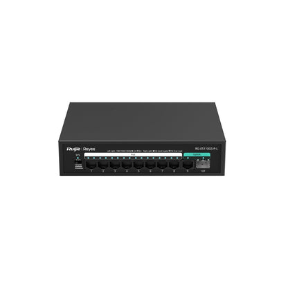 Ruijie Reyee RG-ES110GS-P-L 10-Port Gigabit Unmanaged PoE Switch | 8 PoE+ Ports | 1 SFP Uplink | 120W PoE Budget | CCTV &amp; Business Network Switch