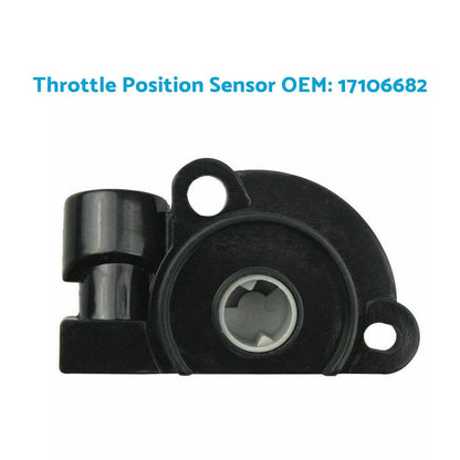 Black throttle position sensor with circular housing and side mount