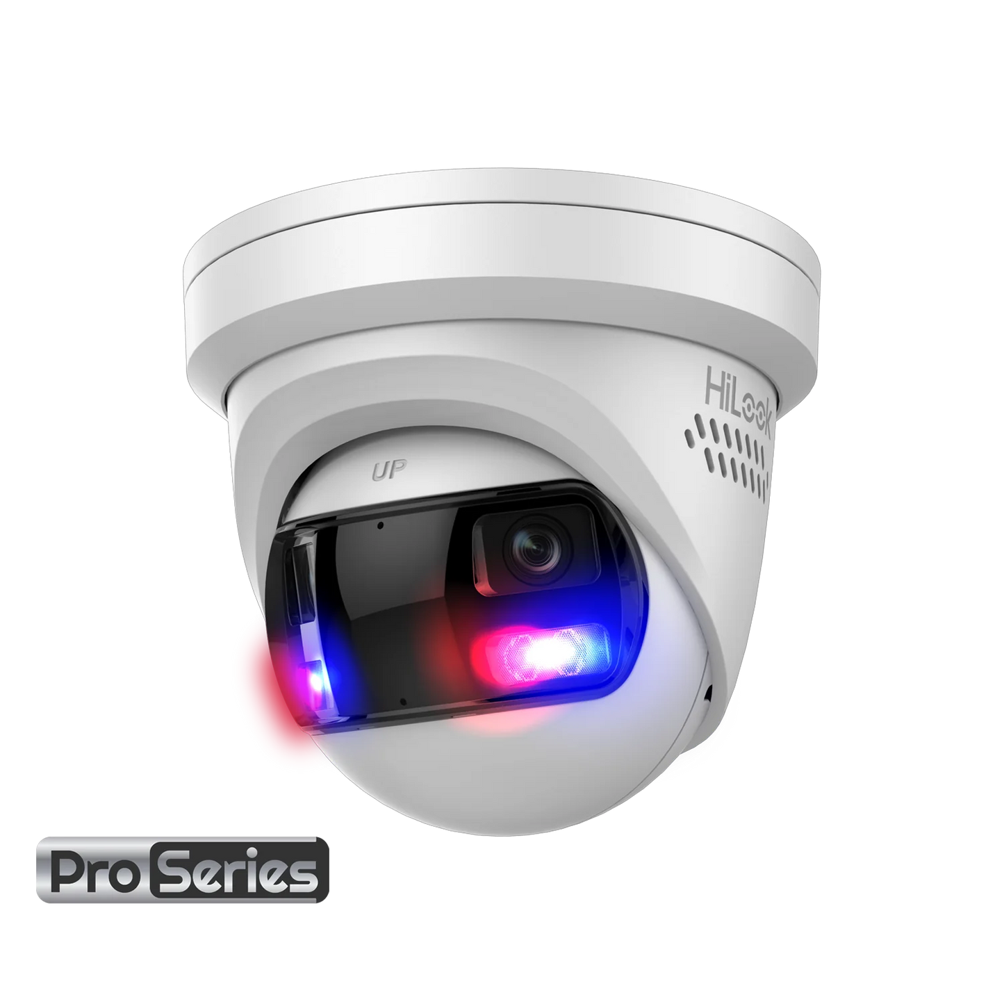 HiLook IPC-T289PH-MU/SL 8MP 4K Outdoor 180° Panoramic Turret All-in-One Camera with Dual IR, Smart Hybrid Light, Mic, and IP67 CCTV