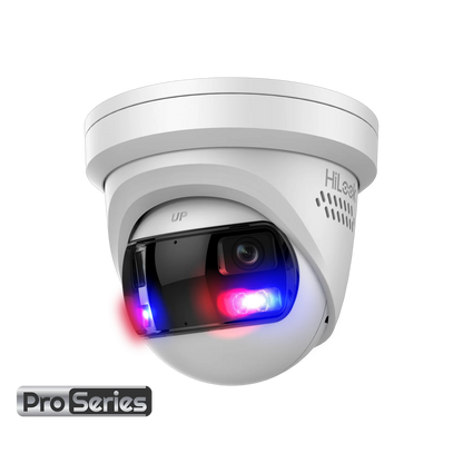 HiLook IPC-T289PH-MU/SL 8MP 4K Outdoor 180° Panoramic Turret All-in-One Camera with Dual IR, Smart Hybrid Light, Mic, and IP67 CCTV
