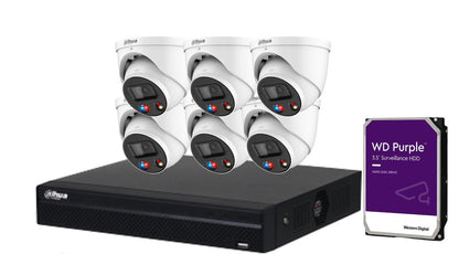 Dahua 8‑Channel 6 MP TiOC 2.0 Active Deterrence Motorised Turret CCTV Kit – DH‑IPC‑HDW3649H‑ZAS‑PV‑ANZ (White) + DHI‑NVR4108HS‑8P‑AI/ANZ & WD Purple HDD
