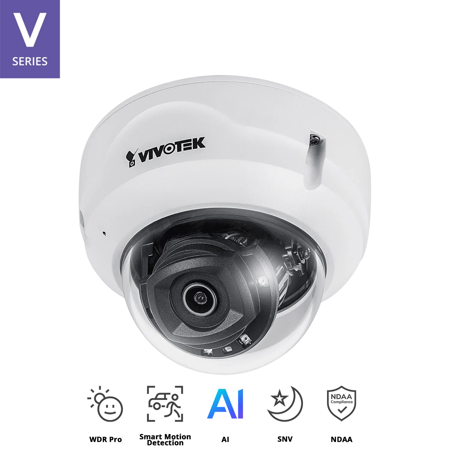 VIVOTEK FD9389-EHV-v2 5MP Outdoor Fixed Dome Camera with 30m Smart IR, H.265, WDR Pro, and AI Analytics