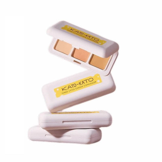 KATO-KATO three-shade concealer palette set with open compact and stacked cases